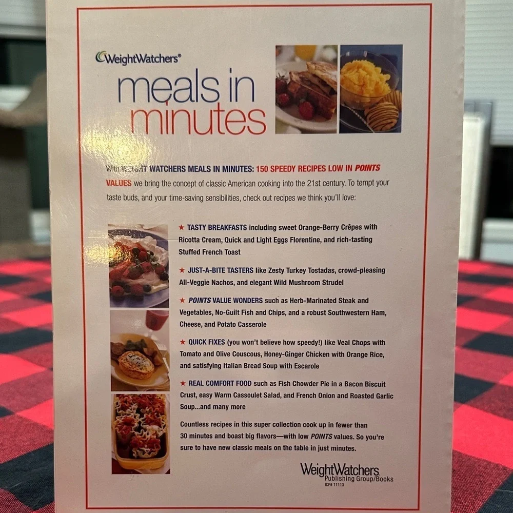 Weight Watchers Meals in Minutes Cookbook with Red and Blue Accents